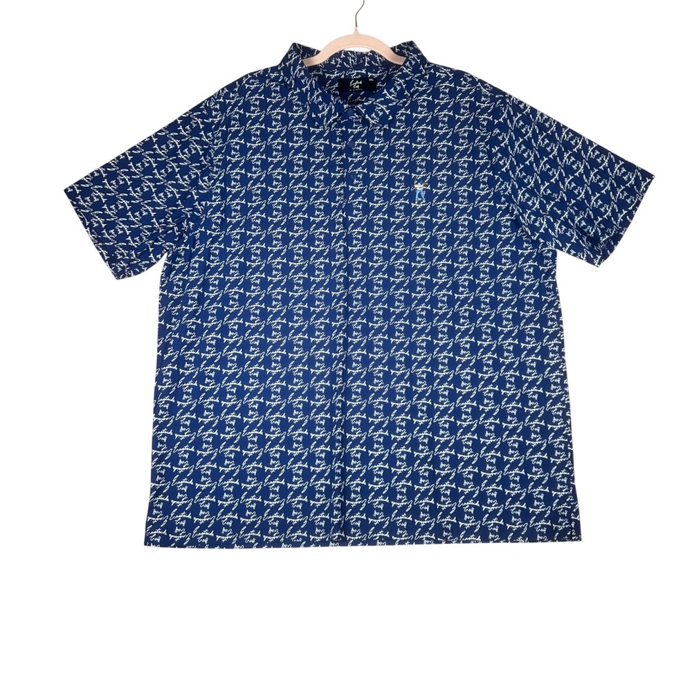 Eastside Golf Mens 3XL Blue Script Logo All Over Print Short Sleeve Polo Shirt